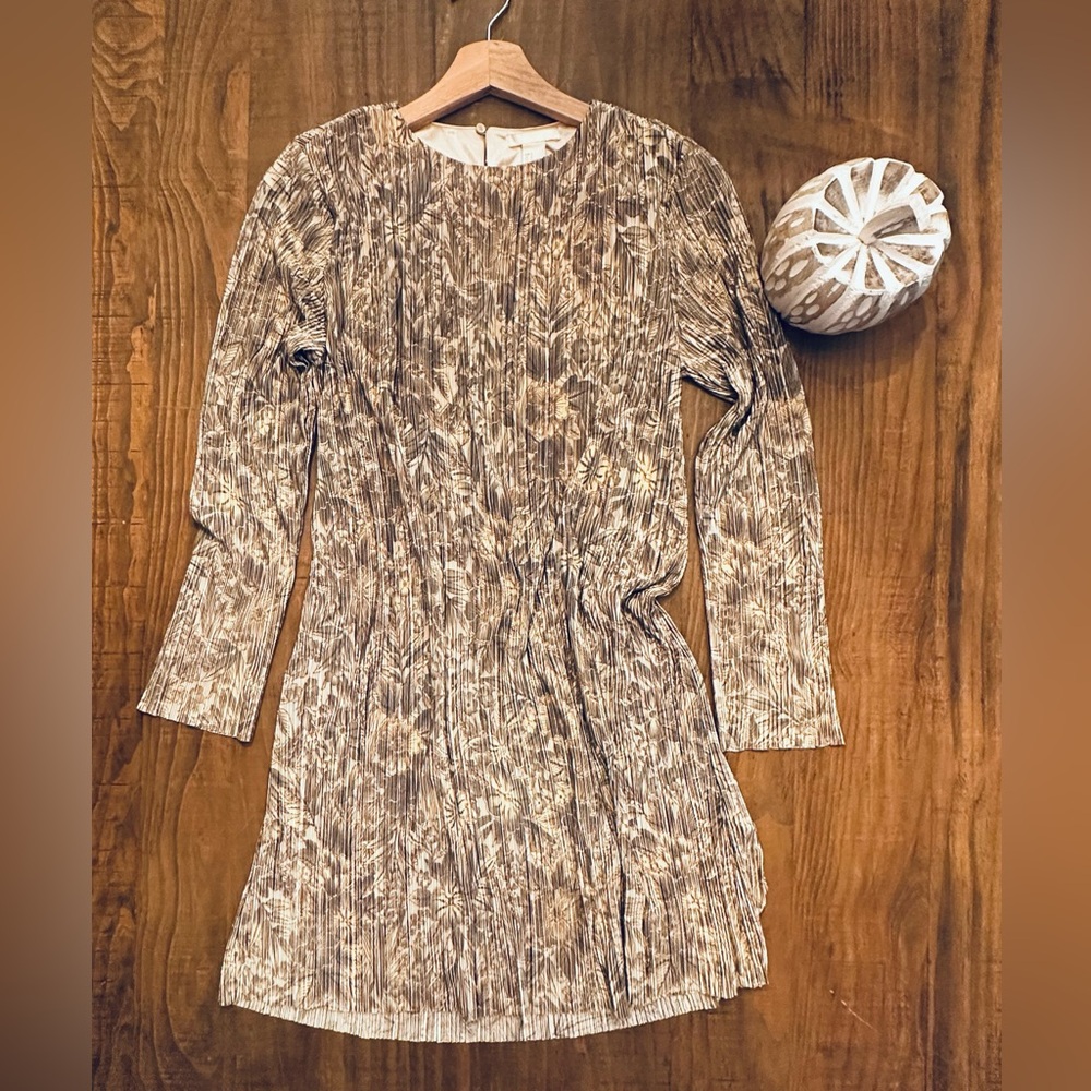 H&M Shimmering Pleated Floral Dress